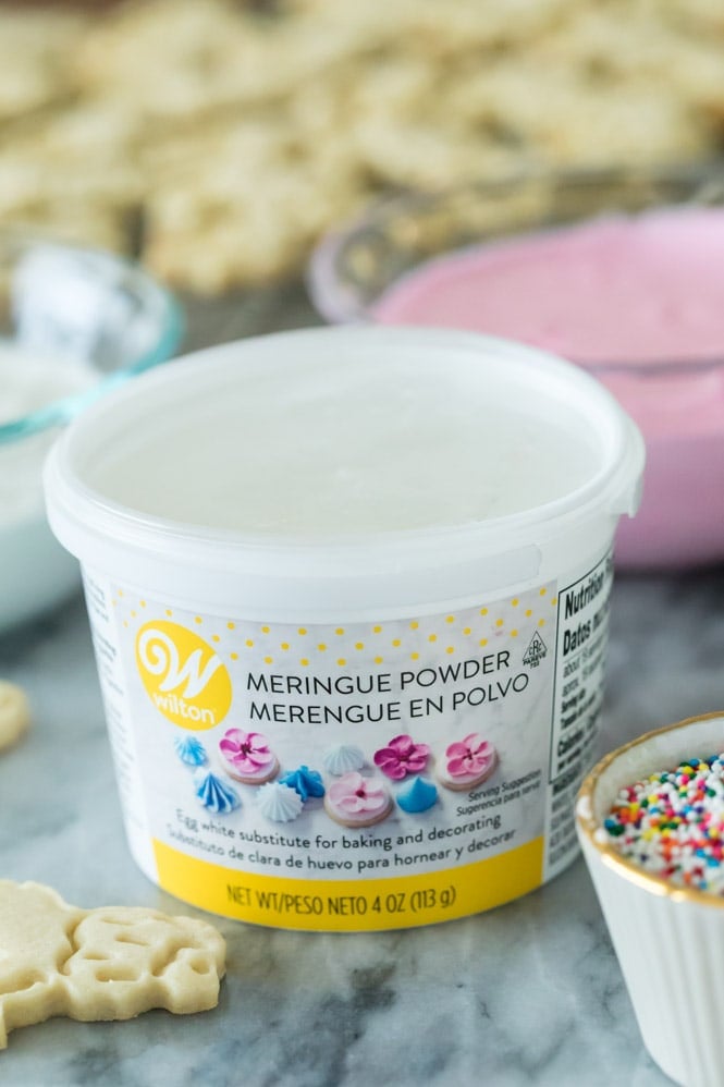 Meringue powder, used to make royal icing for animal cookies