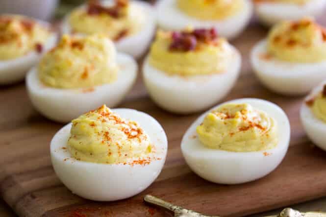Deviled Eggs on a platter ready to serve