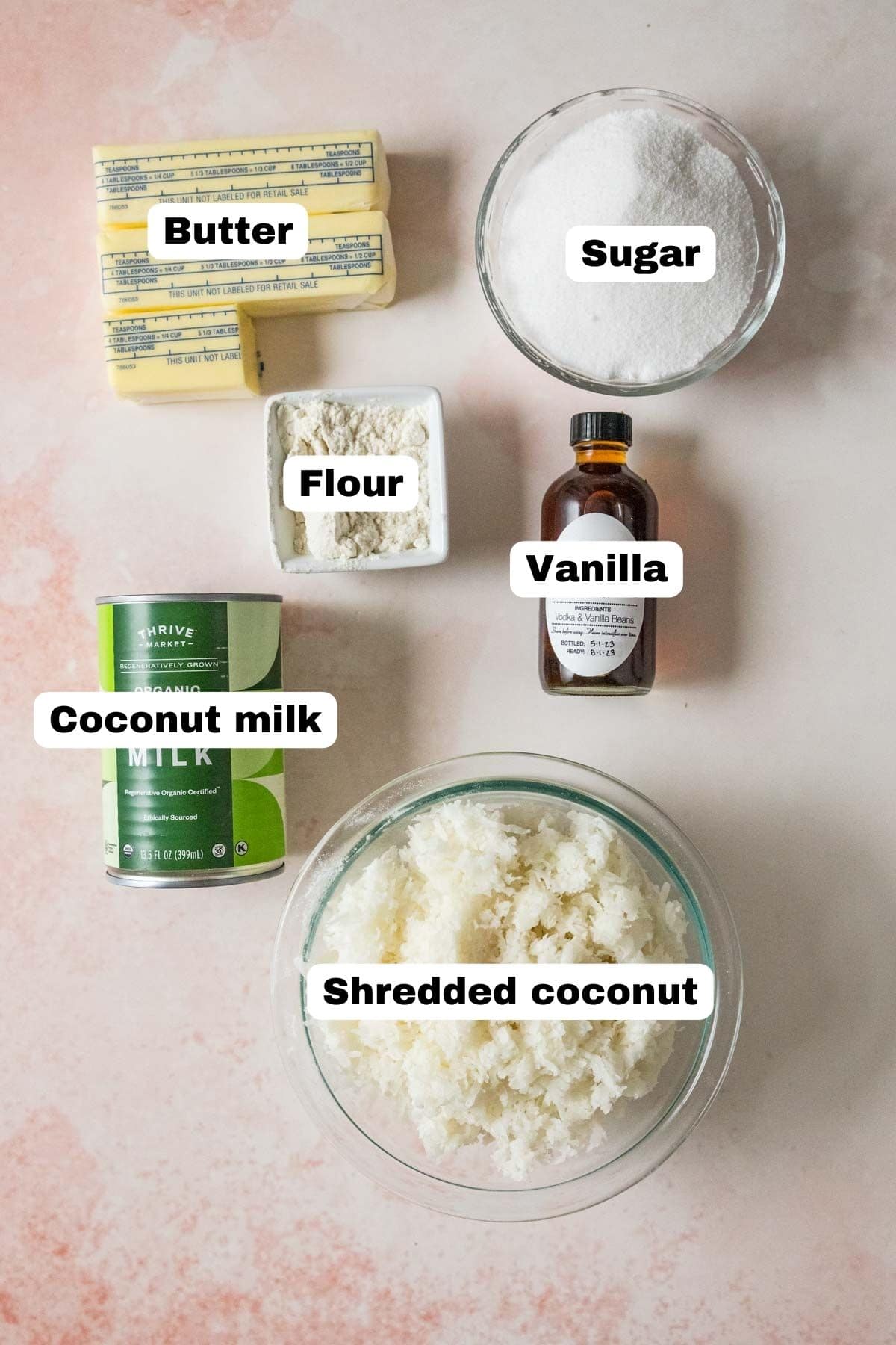 Ingredients for the frosting for coconut cake