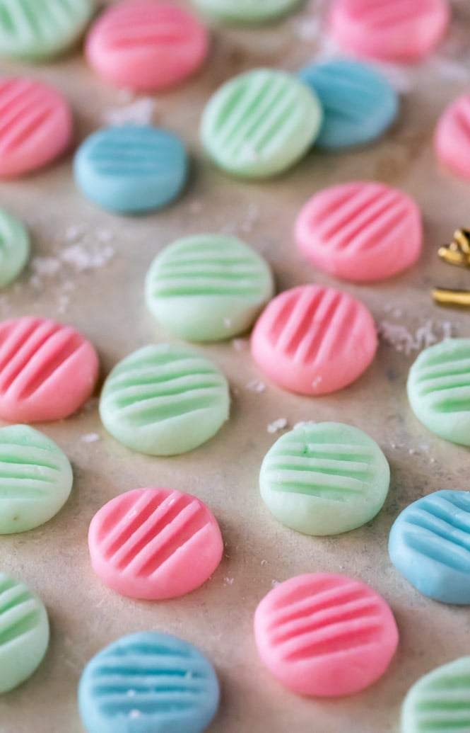 cream cheese mints on white surface