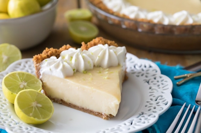 key lime pie slice on a plate