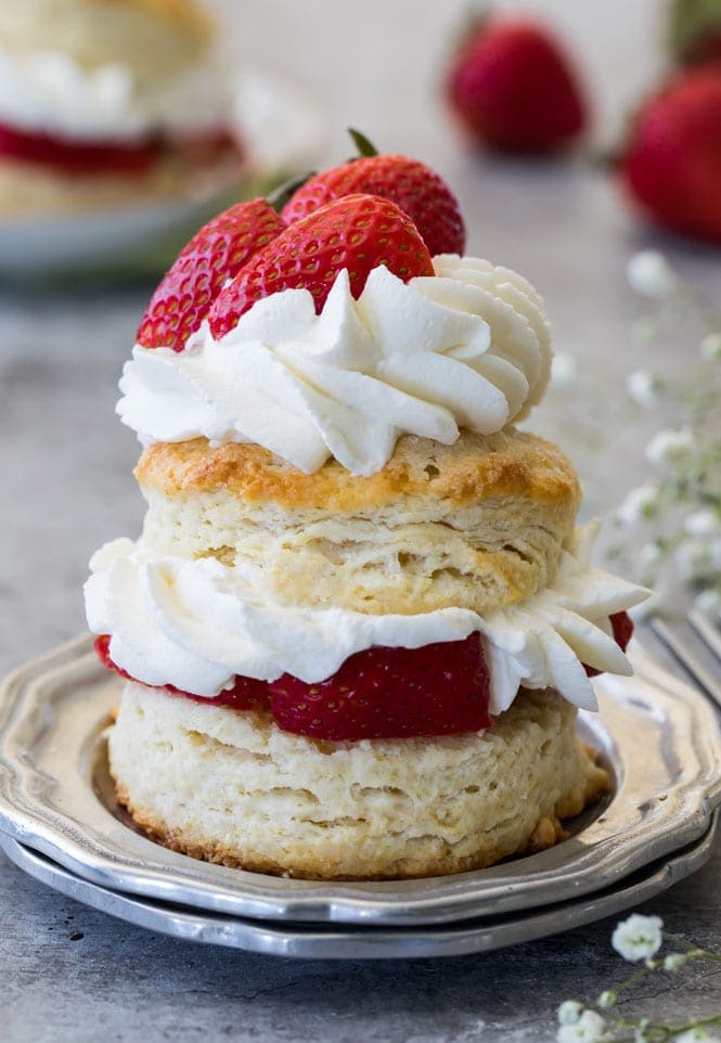 Strawberry shortcake on plate