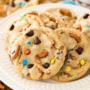 kitchen sink cookies on white plate