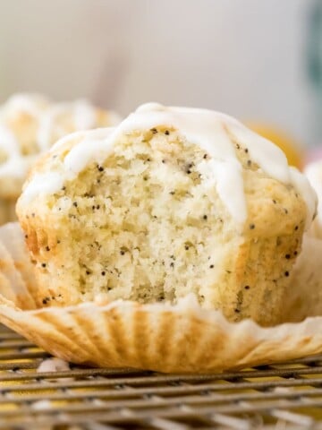 fluffy interior of lemon poppy seed muffin