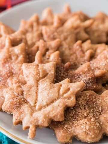 Maple leaf cookies on plate