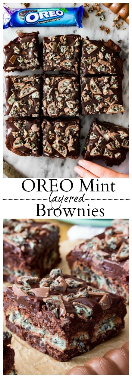Oreo Mint Layered Brownies