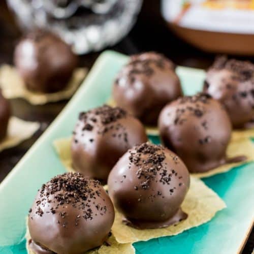 Oreo nutella truffles arranged on a plate