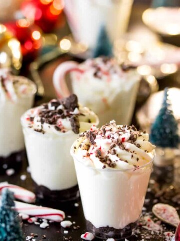 Peppermint bark dessert shooters