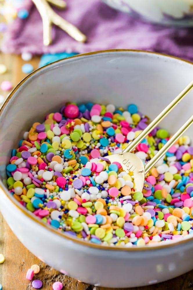 Bowl of colourful sprinkles