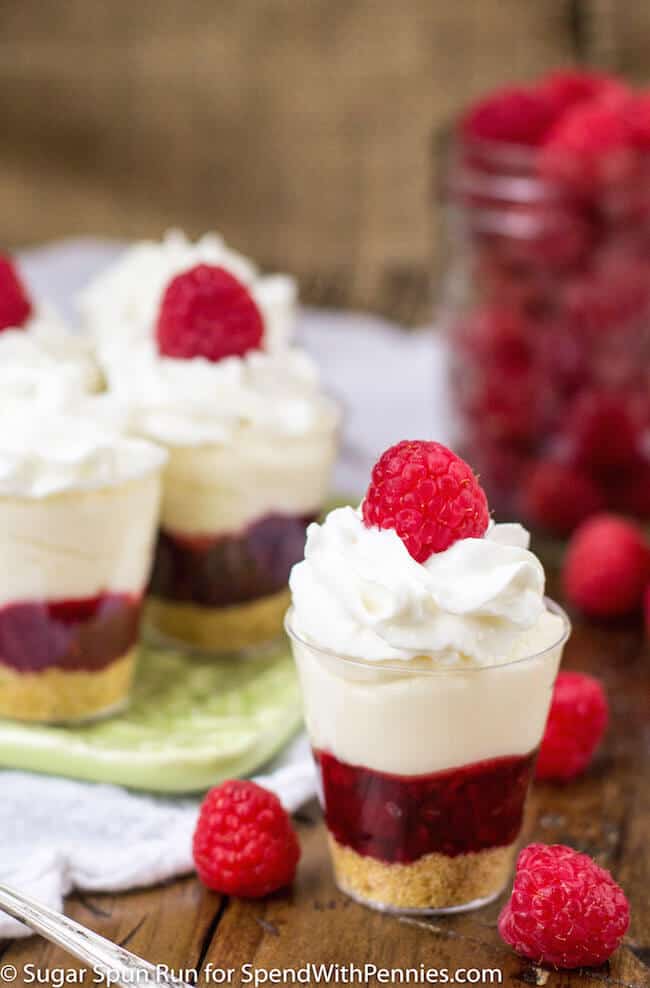 No-Bake Raspberry Cheesecake Layered Dessert Shooters